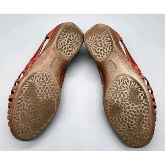 Footsmart Tejidas Women's Leather Sandals Brown Red 8M Closed Toe 90's Y2K - Picture 7 of 16